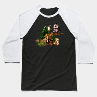 Cute owl with little kitten Baseball T-Shirt